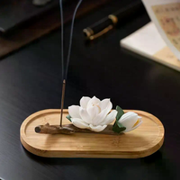 Ceramic Pear Blossom Incense Holder Handmade Flower Stick Incense Burner for Home Office Tea Room Yoga Meditation