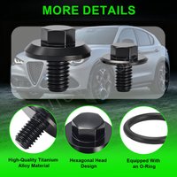 For Alfa Romeo Giulia & Stelvio 2.0T BK Titanium Coolant Bleeder Screw Kit With O-Ring Hex Head Design Easy Install Black