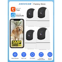 ANSVICAM 4Pc 5MP Tuya WiFi IP Security Camera PTZ 6x Zoom Indoor Baby Monitor 360° Pan & Tilt 2-Way Audio Wireless Surveillance