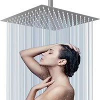 Rainfall High Pressure Shower Head 12/10/8 Inch Stainless Steel Ultra-thin Waterfall Shower Head Pressurized Showerhead Square