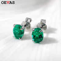 OEVAS 1ct 5x7mm Lab Grown Ruby/Papalacha Sapphire Earrings 100% S925 Sterling Silver Earrings For Women Fine Jewelry Party Gift