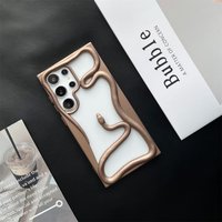 Chic Matte Plating 3D Snake Phone Bumper Case For Samsung Galaxy S25 S24 S23 S22 Ultra Hollow Cooling Frame Soft Silocone Cover