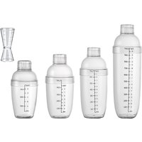 LMETJMA Plastic Cocktail Shaker Set Drink Mixer with Marker Clear Drink Shaker and Measuring Jigger Set Ounce Cup JT25