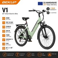 BEKUP V1 26 Zoll Elektrofahrrad 36V 14,5Ah Akku 250W Hinterradnabenmotor 45Nm Drehmoment 7-Gang-LCD-Display Scheibenbremse 25km/h 75km Reichweite Federgabel Farbdisplay E-Bike