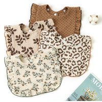 Baby Bibs Organic Cotton Muslin Scarf Burp Cloths Ruffle Floral Gauze Water Absorb Bandana for Newborn Accessories Feeding Kids