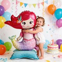 Mermaid Foil Balloon Standing Mermaid Balloon Girls Birthday Mermaid Theme Birthday Partry Decor Baby Shower Inflatable Balloons