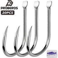 Proberos 20PCS/BOX High Carbon Steel Crooked Barbed Fishhook, Circle Fishing Hooks Set Accessories Tool Tackle Fishhooks