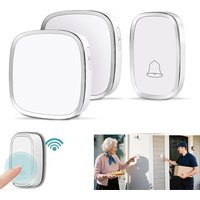 Wireless Doorbell Kit, IP44 Waterproof Push Button, 1000ft/300M Range, 36 Ringtones, 4-Level Volume, Battery Operated, Plug-in Chime