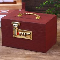 【Wooden Box Password Lock Money Saving Coin Box Piggy Bank Organizer With Lock Treasure Box For Cards Dollars Cents】