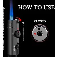 JOBON Inflatable 4 Torch Jet Windproof Lighter Metal Grinding Wheel Flint Lighter Gas Butane Inflatable Gift Cigar Lighter