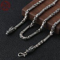 Great Sale S925 Overbearing Dragon Head Necklace for Men and women Retro style Fashion 6mm personality trend fashion jewelry gif