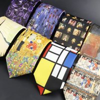 New Design Men's Tie Retro Vintage Flower Graffiti Painting Print Jacquard Woven Necktie Wedding Party Casual Cravat Accessories