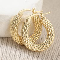 Classic Gold Color Geometric Metal Mesh Hoop Earrings For Women New Trendy Ear Accessories Simple Jewelry Gift