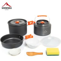 Widesea Pot Set Camping Portable Kettle Frying Pan Bowl Nonstick Stockpot Cookware Travel Outdoor Tableware Travel Hiking Picnic