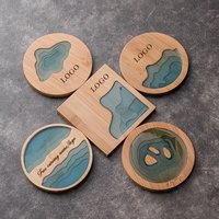Free Customized Engraving LOGO Bamboo and Resin Creative Classical Coasters Placemats Heat Mat Japanese Style Home Decoration