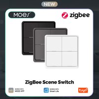 MOES 4 Gang Tuya ZigBee Wireless 12 Scene Switch Push Button Controller By battery Setup Automation Scenario for Tuya Devices