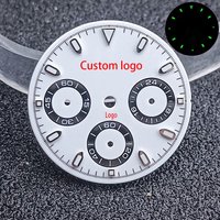 Customizable logo 29.5mm C3 green luminous timer with white panda dial suitable for VK63 quartz movement spare parts