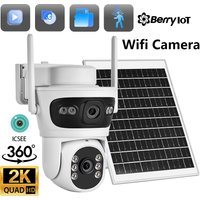 BERRY IOT 6MP 2K Outdoor Solar WIFI Surveillance Camera HD Dual Lens CCTV Two-way Voice Intercom Wireless Network Camera ICSEE