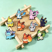 Cute Pokemon Eevee Evolution Enamel Brooches, 9Pcs Starry Sky Lapel Pins for Jackets Bags Fans Collection