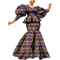 2 Pcs Sets Tops and Skirt Sets for Women Long Sleeve Women Skirt Set Dashiki Bazin Riche Party African Women Clothing