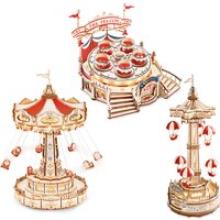 Robotime ROKR Magic Amusement Park Wooden Toys DIY Music Box Moveable 3D Wooden Puzzle for Kids Gifts for Christmas EA image 4