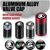 Tire Valve Stem Caps Dust Covers Carbon Fiber Car Wheel Tyre Air Valve Case for Skoda Rapid Fabia Octavia Superb Karop Kamiq VRS