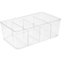 1pc Acrylic Transparent Tea Bag Storage Box With Lid Office Multifunctional Organizer Coffee Compartment