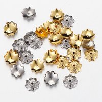 50pcs 7mm Stainless Steel Flower Bead Caps for Jewelry Making DIY Accessories
