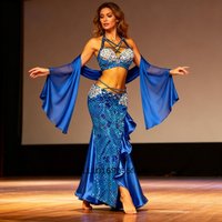 Belly Dance Costume Set Women New Royal Blue Rhinestone Oriental Dance Performance Outfit Professional Stage Wear For Dancing