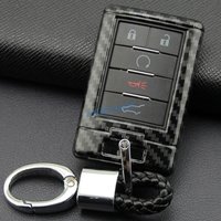 Carbon Fiber Car Key Fob Cover Case Chain Ring Holder For Cadillac DTS STS CTS SRX XTS ATS Corvette Escalade