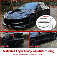 For Tesla Model 3 Highland 2024-2025 BodyKit BAKT Glossy Black Carbon Fiber Front Bumper Lip/Rear Diffuser/Side Skirt/spoiler