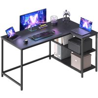 L Shaped Corner Desk, Computer Gaming Desk with Storage, Reversible HeightAdjustable Shelves, for Home Office, 120 x 80 cm, Ebo