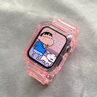Clear Band + Case for Apple Watch Series 11 10 9 8 7 6 SE 49mm 45 44 38 41mm Transparent for iwatch 11 10 46 42mm Plastic Strap