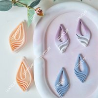 2pcs Donut Leaves Clay Cutters, Hollow Rhombus Shape Clay Cutters for Earring Jewelry Making, Embossed Raindrop Dangle Clay Mold