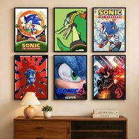Game S-Sonic Poster Self-adhesive Art Waterproof Paper Sticker Coffee House Bar Room Wall Decor
