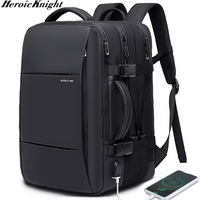 Heroic Knight Travel Backpack Men Business Backpack School Expandable USB Bag Large Capacity 15.6 Laptop Waterproof Backpack Bag