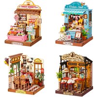 Rolife Sweetie's Donut Shop DIY Miniature House Kit 141 PCS Model Kit Dolls House 3D Puzzle Mini House Building Kit for Adult