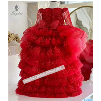 Puffy Sequins Red Princess Flower Girl Dresses for Weddings Party Birthday Pageant Wedding First Communion