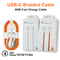 60W USB C Braided Fast Charge Cable For iPhone 15 16 Plus 15 16 17 Pro Max 16e Air Type C Quick Charging Weaving Cables With Box