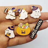 10pcs Halloween Ghost Charm for Jewelry Accessories Diy Making Earring Bracelet Keychain Pendant Craft Metal Gold Plated
