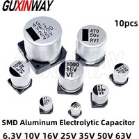 10PCS SMD Aluminum Electrolytic Capacitor 6.3V 10V 16V 25V 35V 50V 1UF 2.2UF 10UF 22UF 47UF 100UF 220UF 470UF 1000UF
