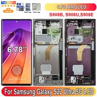 6.78"AMOLED For Samsung Galaxy S22 Ultra 5G LCD Display Screen Touch Panel Digitizer Replacement Parts Support Fingerprin S908B