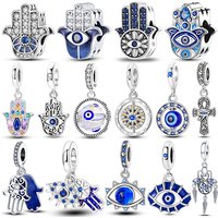 charms plata de ley 925 The Palm of the Devil's Eye Palm Pendant Beads Fits 3mm Bracelets Necklace For Women Luxury Fine Jewelry