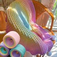 300g/ball Gradient Rainbow Color Tencel Cotton Cool Pendant Feeling Wool Thread DIY Hand-woven Shawl/short-sleeve/dress Material