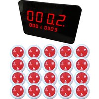 Wireless Waiter Calling System Restaurant Pager Customer Service Button Smart Voice Broadcast Receiver 20 Bell Beep for Bar Cafe
