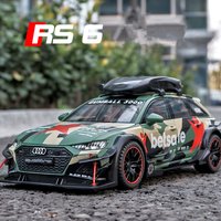 1/24 RS6 Alloy Avant Station Wagon Car Model Diecasts Metal Toy Track Sports Car Model High Simulation Sound and Light Kids Gift