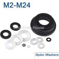 M2 M2.5 M3 M4 M5 M6 M8 M10 M12~ M24 White/ Black Plastic Nylon Flat Washer Plane Spacer Insulation Gasket Ring For Screw 0.5~3mm