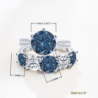 Total 6.6Carat Moissanite Diamond Engagement Ring with Certificates 925 Sterling Silver Wedding Band for Women Fine Jewerlry