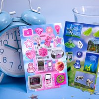 JIAMEI 20/30sheets Memory archive&Neon rewind Kawaii Ins flash sand die-cut sticker book DIY scrapbook Aesthetic supplies
