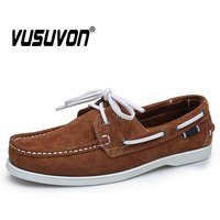 Men Boat Shoes Genuine Leather Cow Suede Quick-dry Leather Lace-Up Driving Retro Fashion Casual Flats Classic 2026 New Design
